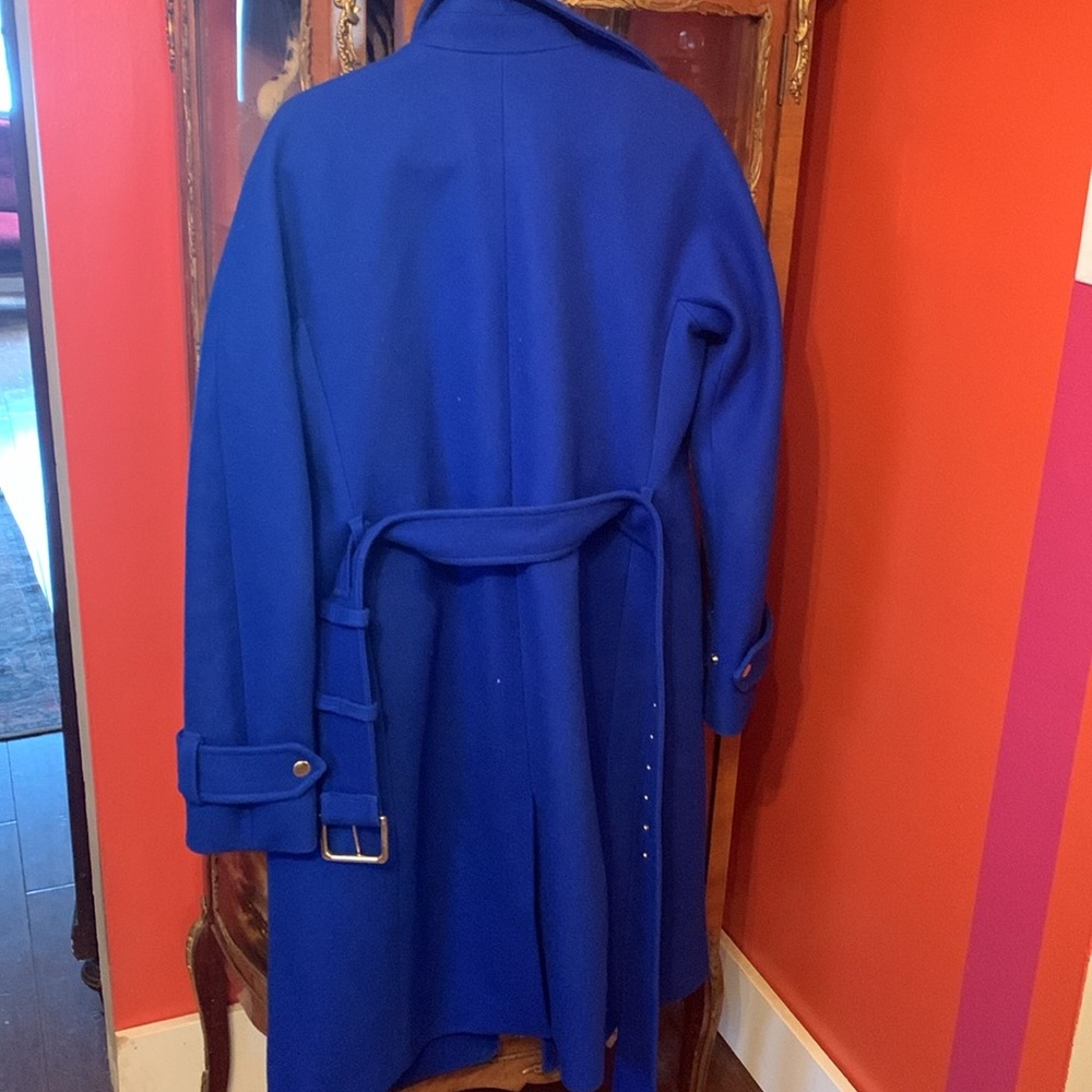J. Crew Melton Wool Blue Belted Coat - Picture 3 of 6